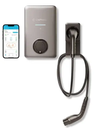 Borne de charge Enphase avec l'application mobile pour suivre la charge en direct