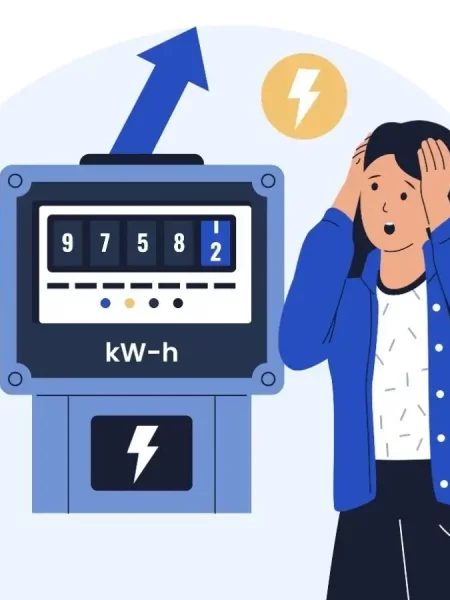 Femme qui panique devant la hausse des factures d'électricité