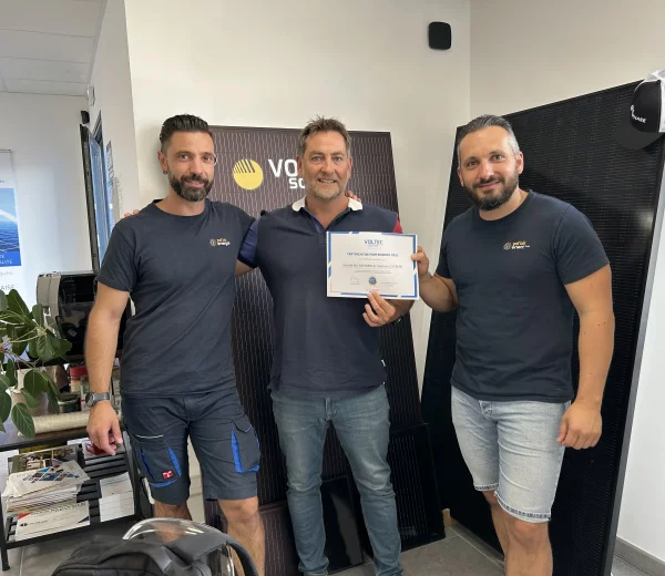 Représentant de Voltec Solar avec Mathieu Lefebvre et Mathieu Garcia Directeurs de Sol'Air Energie