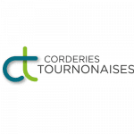 Logo de l'entreprise Corderies Tournonaises. CT en vert canard et vert suivi du nom de l'entreprise écrit en entier