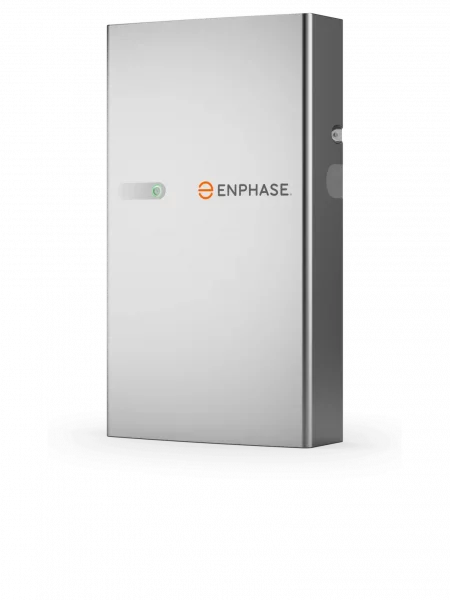 Batterie de Stockage de la marque Enphase exposée sur fond transparent.