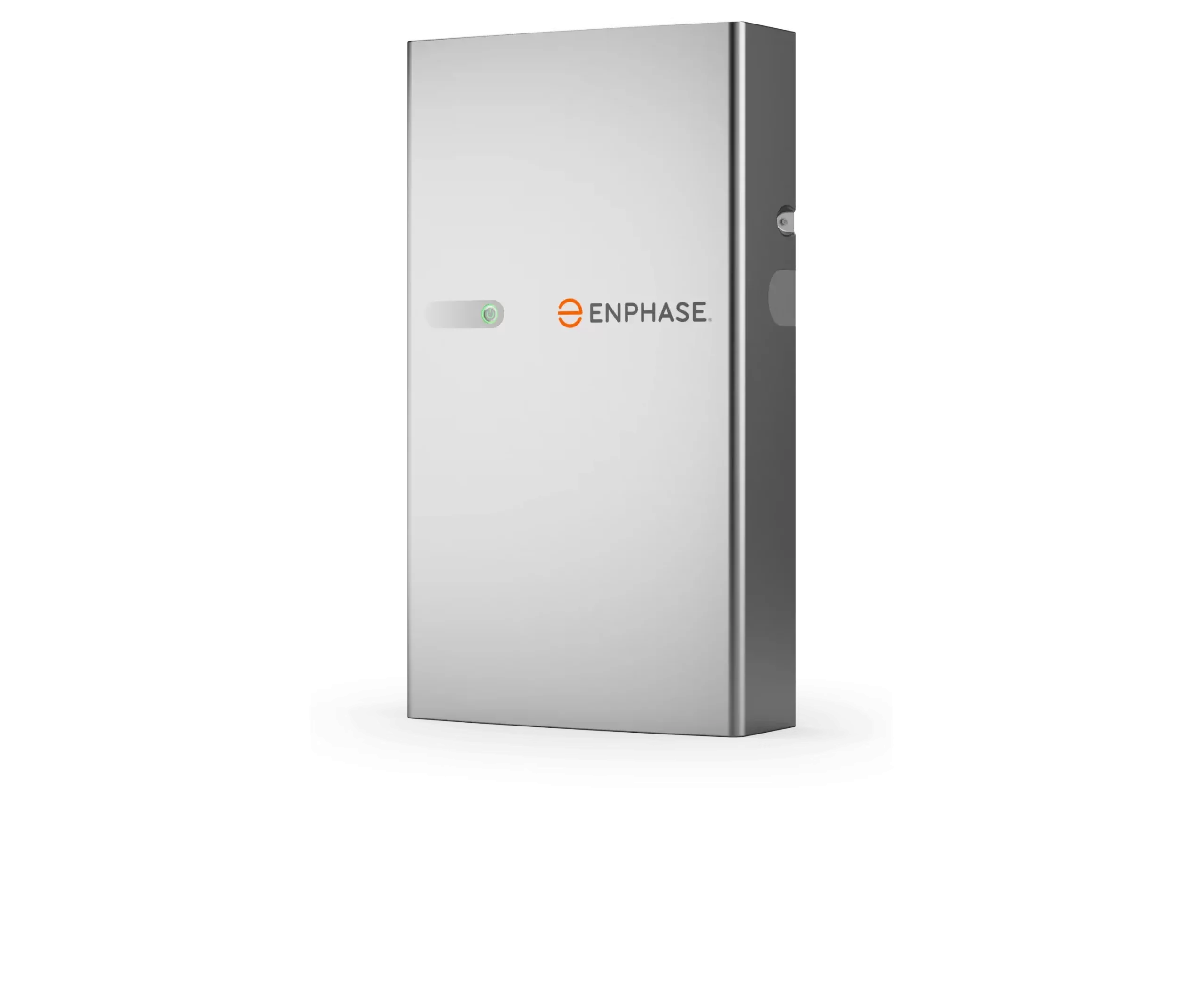 Batterie de Stockage de la marque Enphase exposée sur fond transparent.