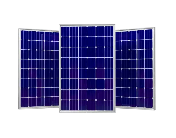Trois panneaux solaires photovoltaïques exposés