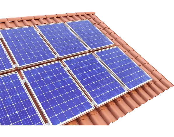 Installation photovoltaïque posée d'un toit tuiles