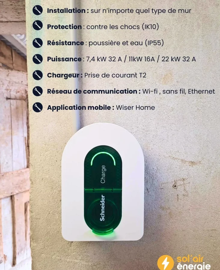Borne VE Schneider posée à domicile par Sol'Air Energie, artisan local basé dans la Drôme